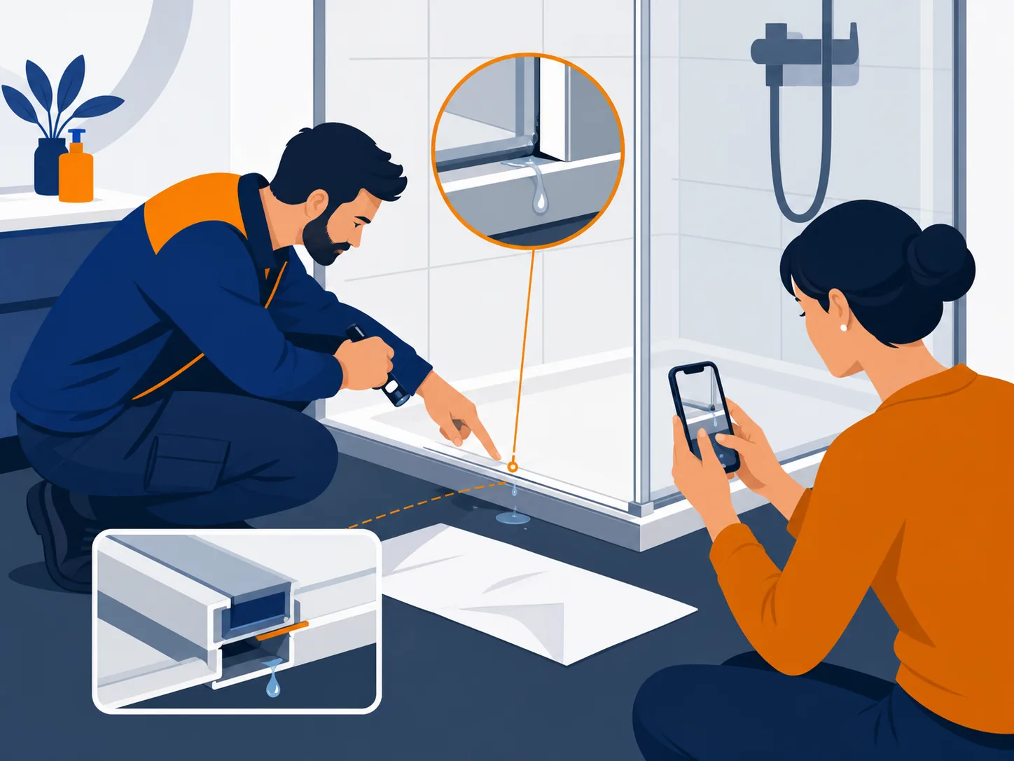Controllo pratico per box doccia perde acqua