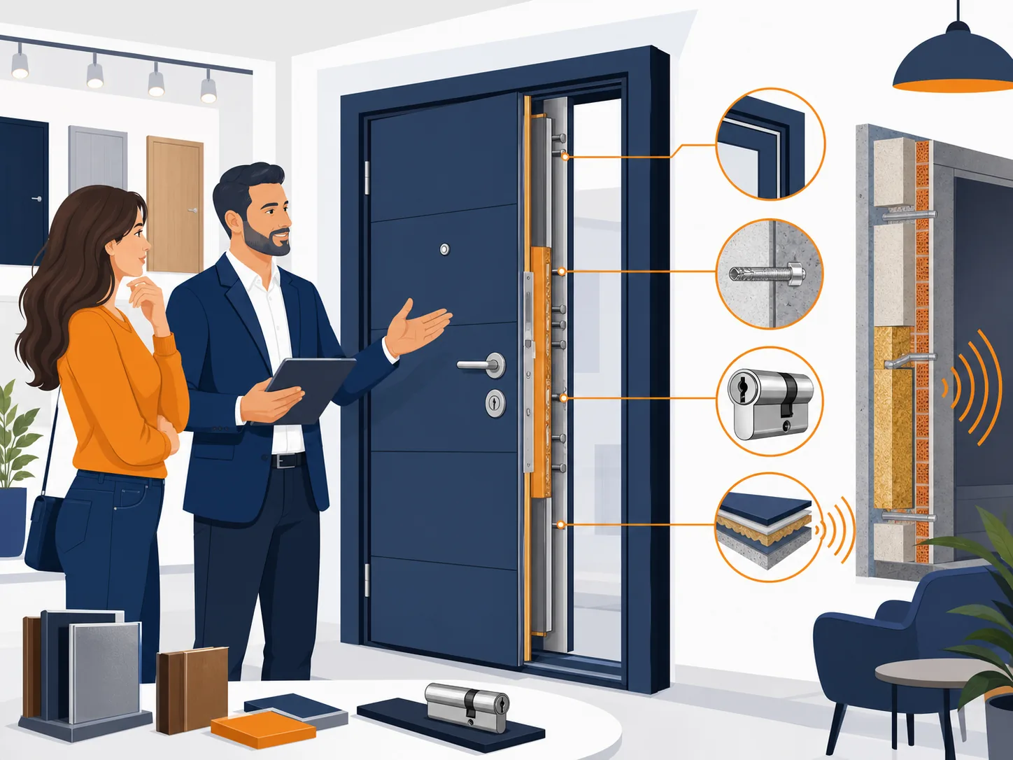 Illustrazione editoriale su come scegliere porta blindata