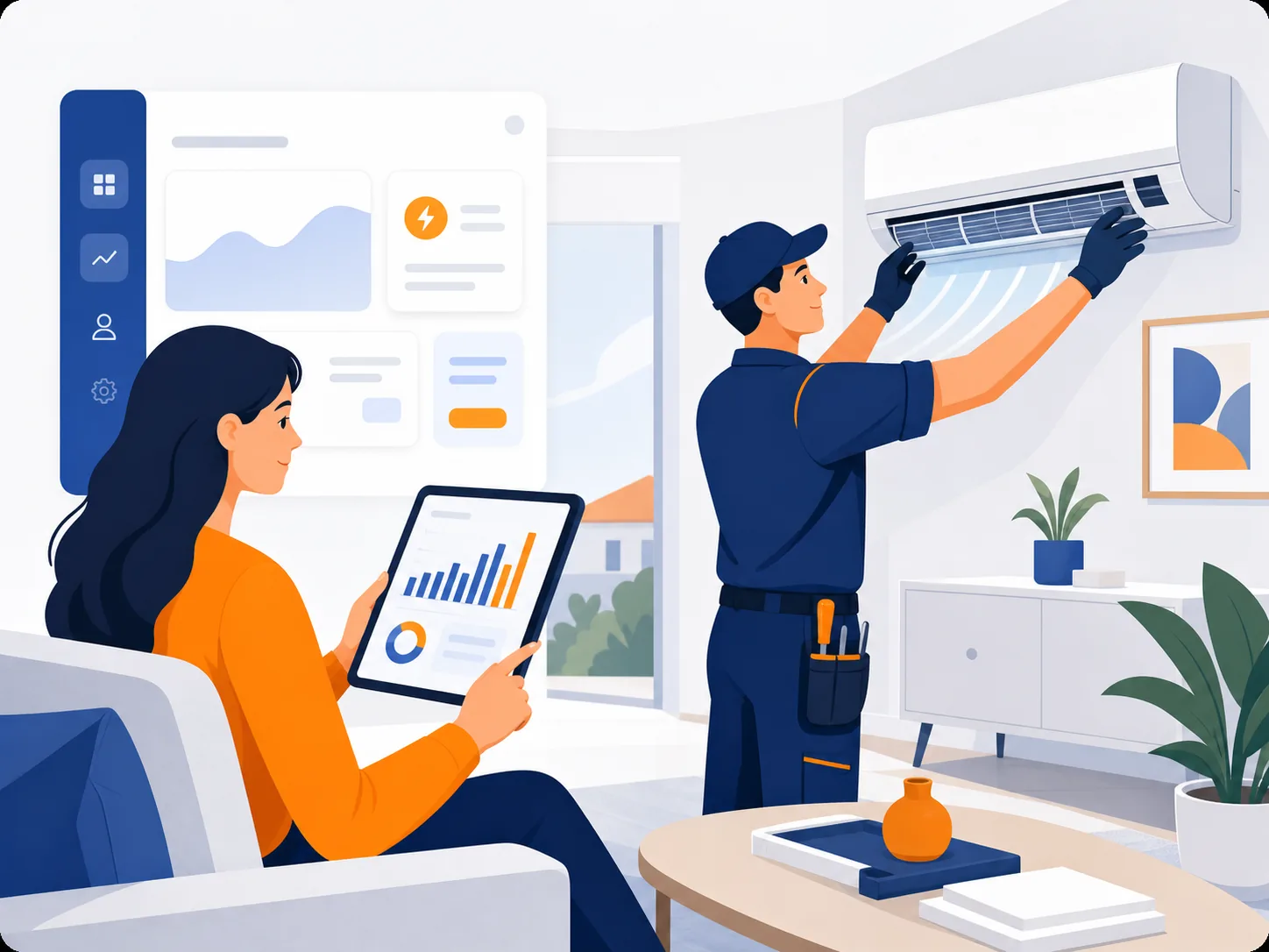 Illustrazione editoriale: Monitorare i consumi del condizionatore