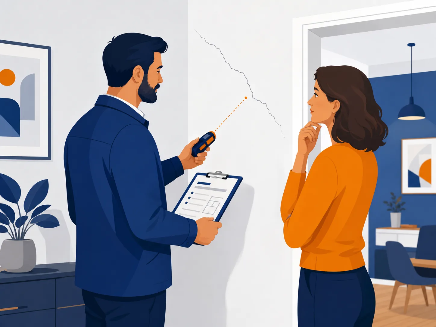 Illustrazione editoriale su crepe nei muri