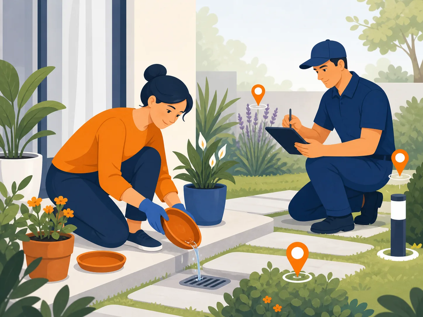 Illustrazione di supporto: Zanzare in casa e giardino: prevenzione pratica e quando chiamare una disinfestazione