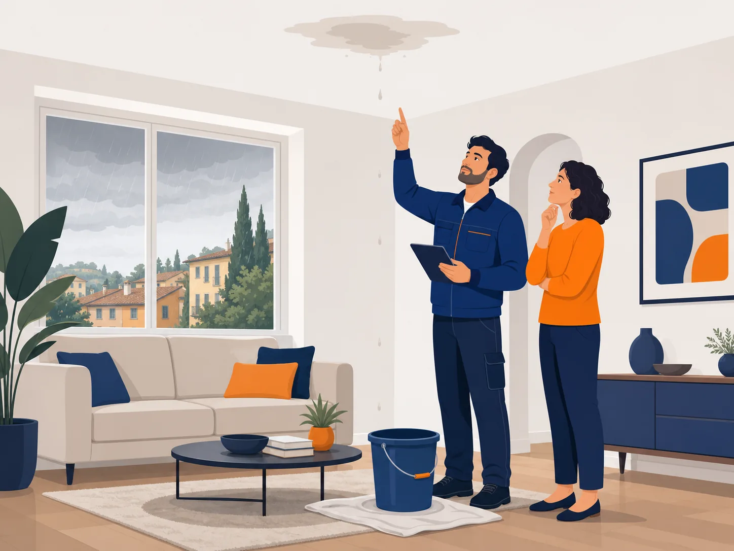 Illustrazione editoriale su infiltrazione soffitto