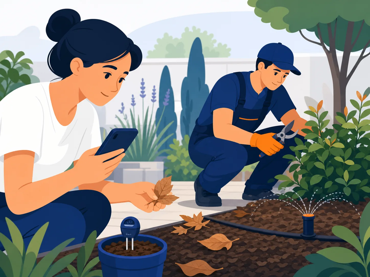Illustrazione di supporto: Manutenzione del giardino in estate: calendario pratico e quando coinvolgere un giardiniere