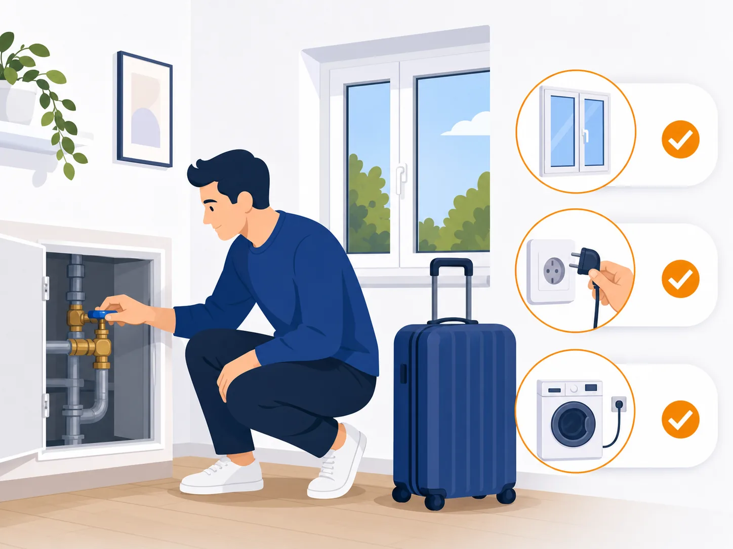 Illustrazione di supporto: Casa prima delle vacanze: checklist per acqua, elettricità, calore e sicurezza
