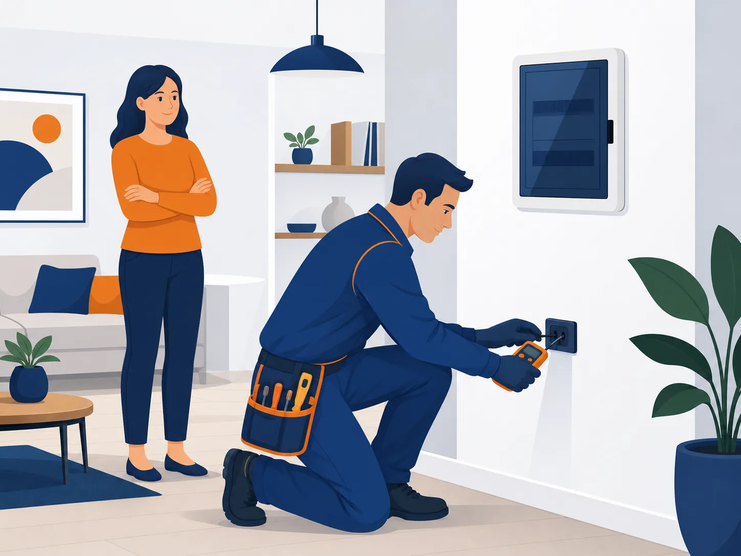 Illustrazione editoriale su presa elettrica non funziona