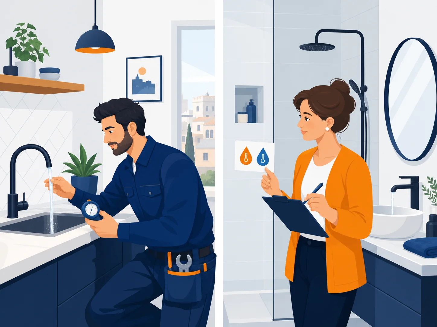 Illustrazione editoriale su pressione acqua bassa