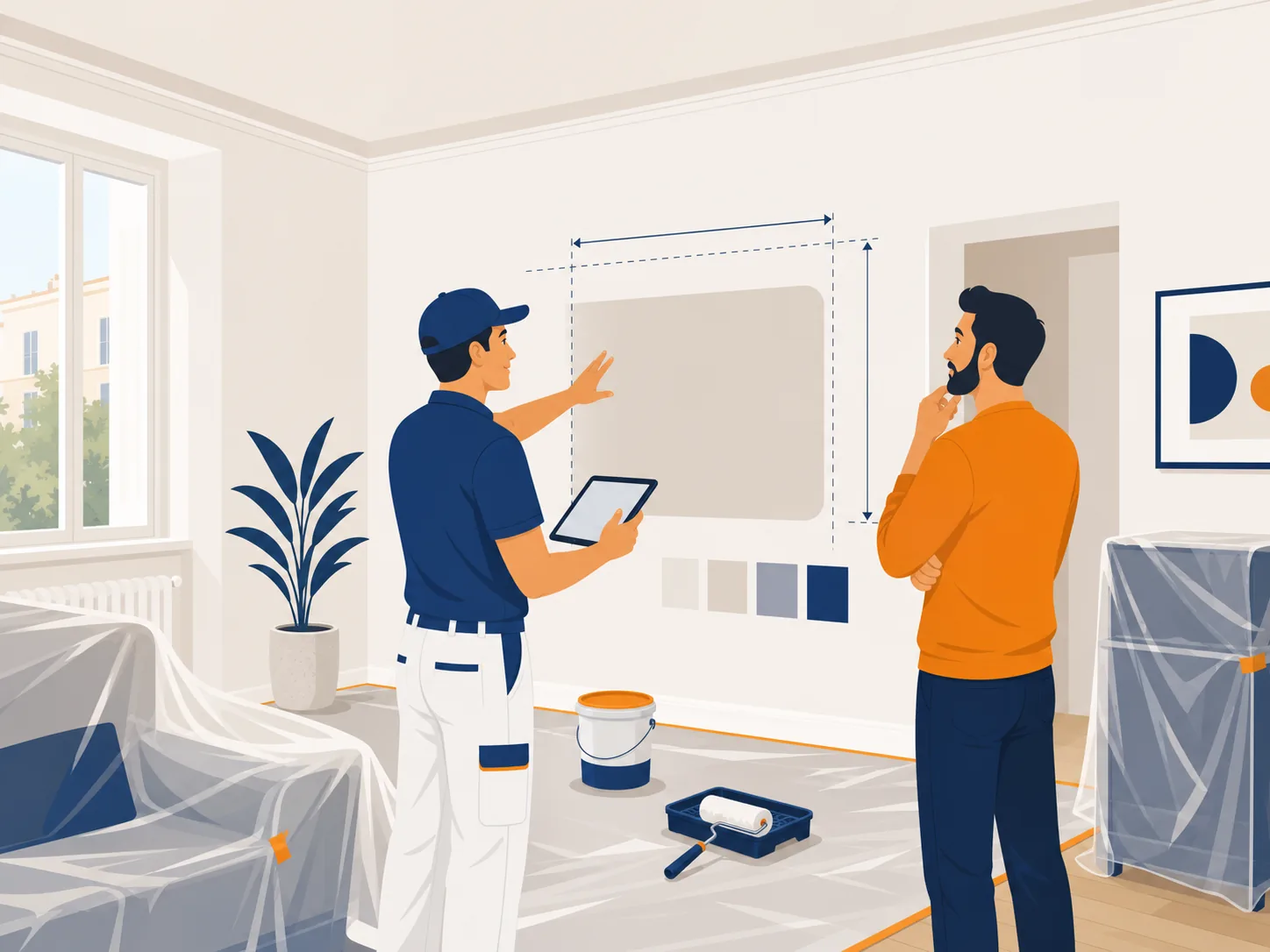 Illustrazione editoriale su preventivo imbiancatura casa