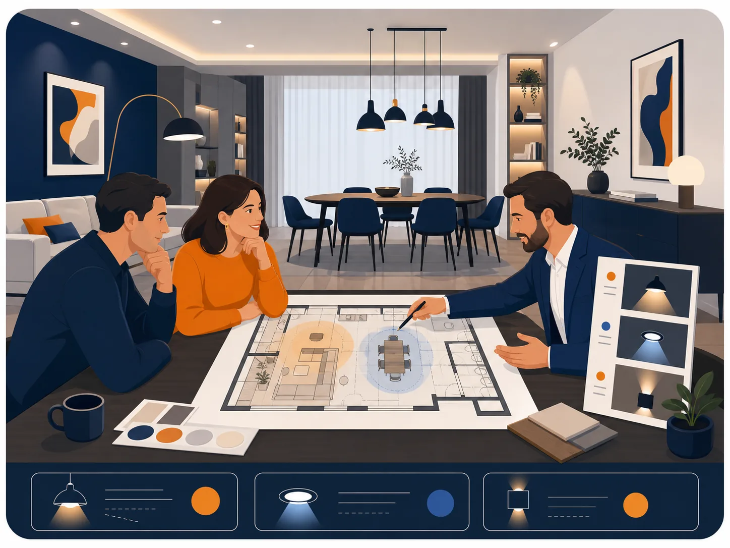 Illustrazione editoriale su progetto illuminazione casa