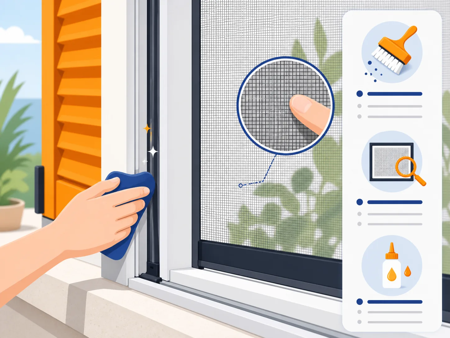 Illustrazione di supporto: Tapparelle e zanzariere in estate: piccoli controlli prima dei problemi