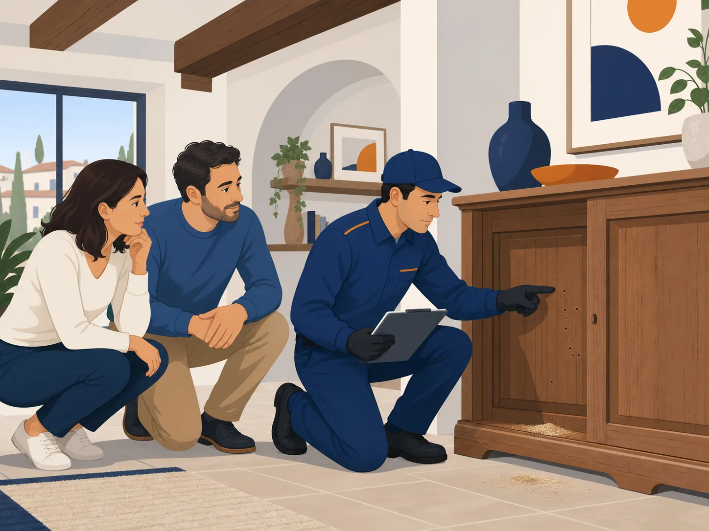Illustrazione editoriale su tarli del legno