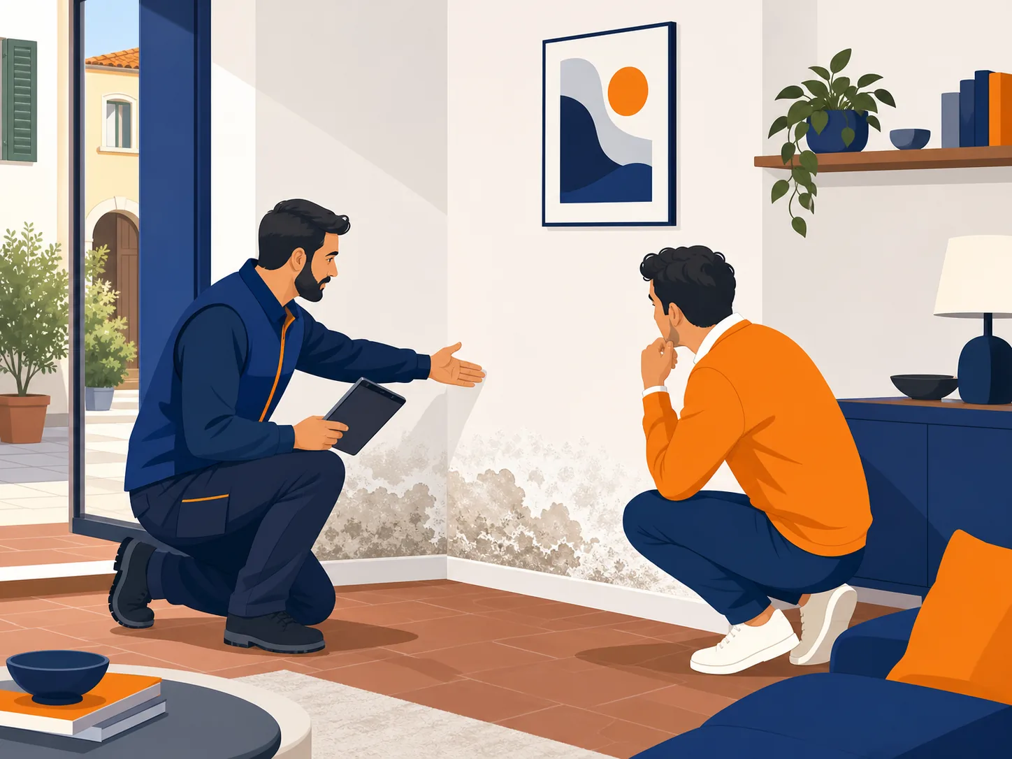 Illustrazione editoriale su umidita di risalita