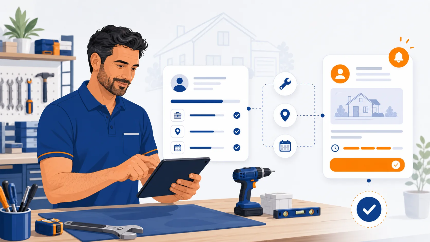 Professionista che completa il profilo TrovaPro e collega servizi, area di lavoro e disponibilità a una richiesta pertinente.