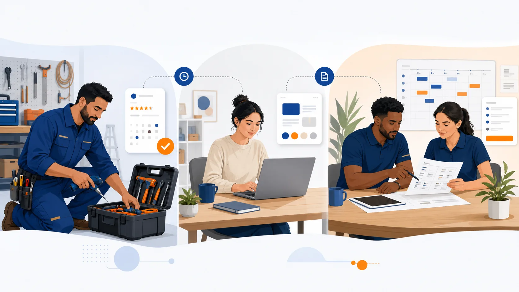 Professionista locale, freelance remoto e piccolo team che organizzano lavoro, disponibilità e preventivi con TrovaPro.
